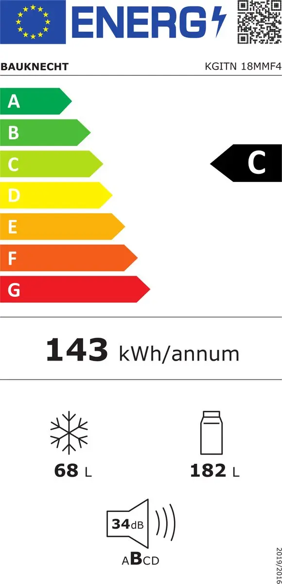 Bauknecht KGITN18MMF4 Inbouw Koelvriescombinatie 250L - NoFrost