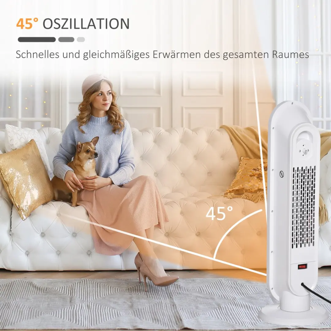 Homcom Verwarmingspaneel 2000W - 2 standen - 20 m² - Wit/Zwart