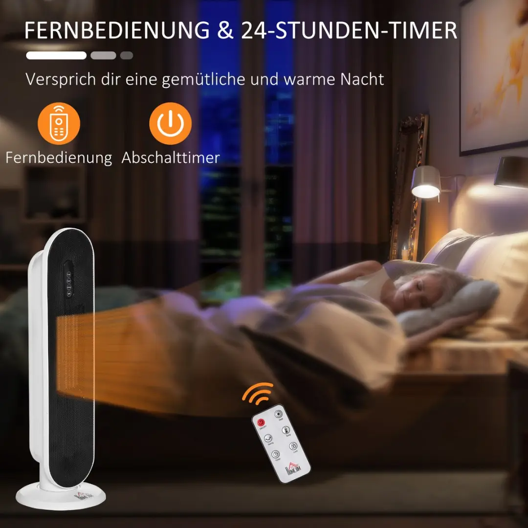 Homcom Verwarmingspaneel 2000W - 2 standen - 20 m² - Wit/Zwart