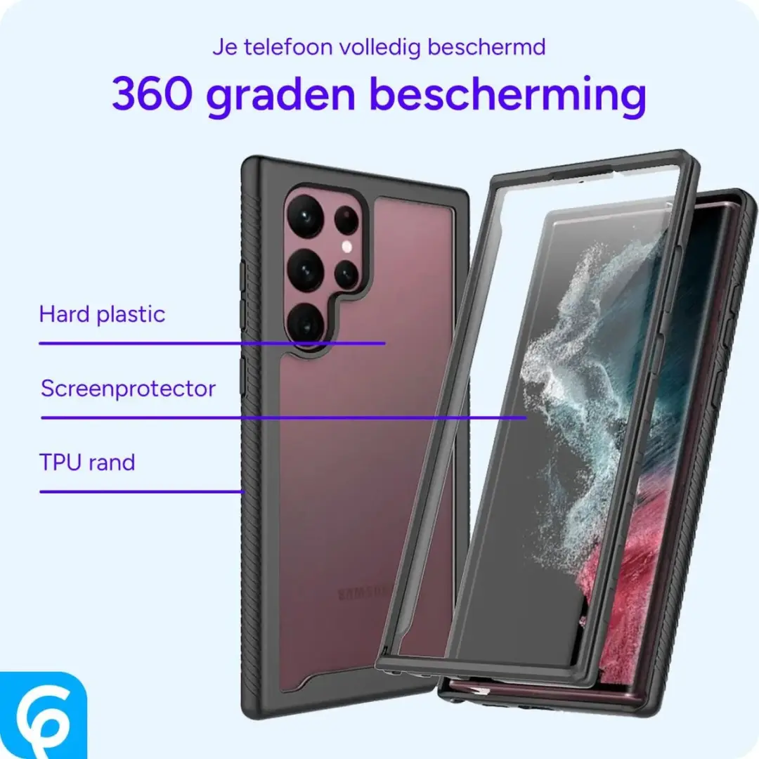 Selected by GSMpunt Hoesje Samsung Galaxy S22 Ultra - Schokbestendig Zwart/Transparant