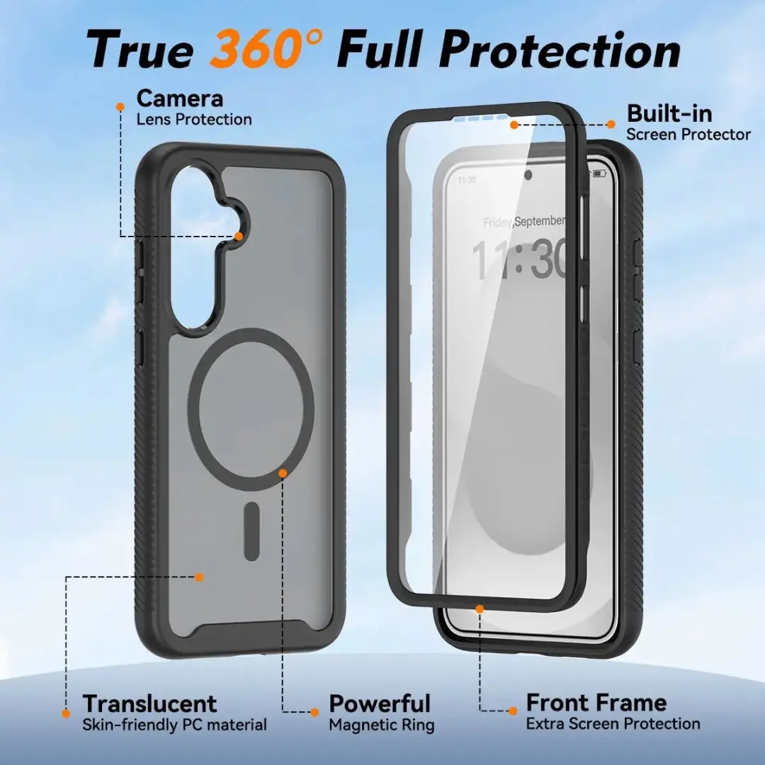 Selected Hoesje Samsung Galaxy S25 FE - Ingebouwde Screenprotector Matte Zwart