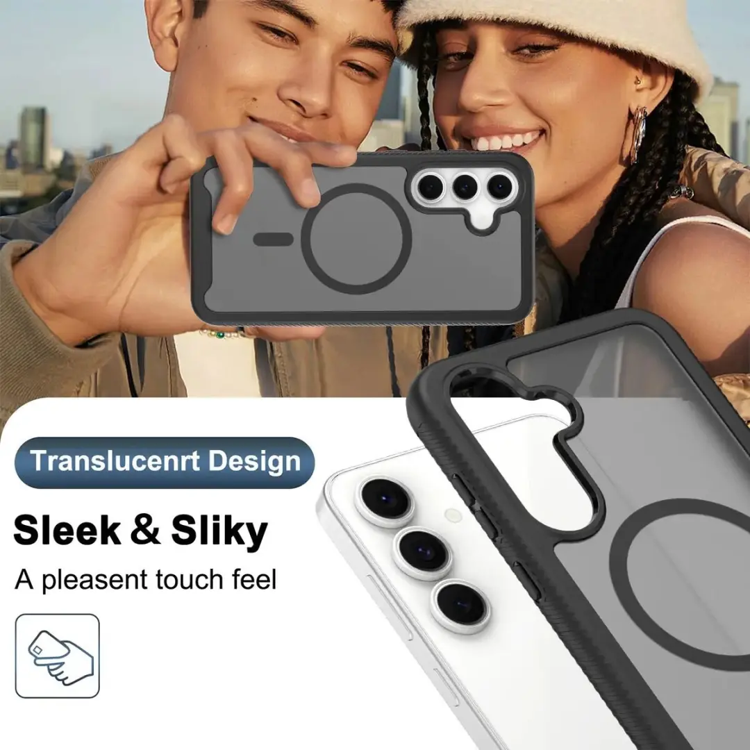 Selected Hoesje Samsung Galaxy S25 FE - Ingebouwde Screenprotector Matte Zwart