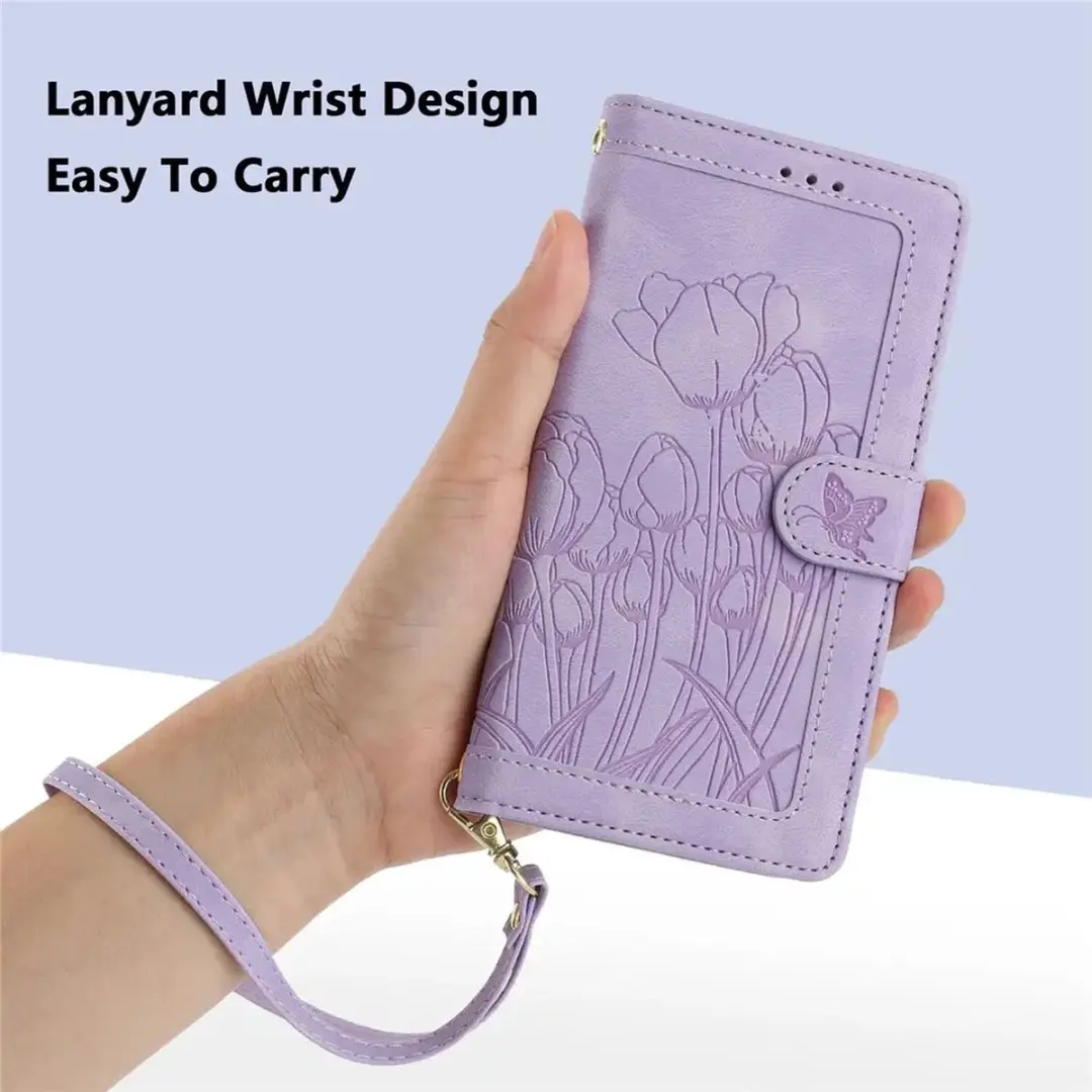 Selected Hoesje Samsung Galaxy A57 Tulpen Book Case - Paars