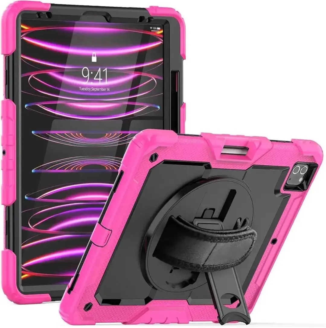 Selected by GSMpunt Hoes iPad Pro 12.9 Roze - 360° Draaibare Handriem