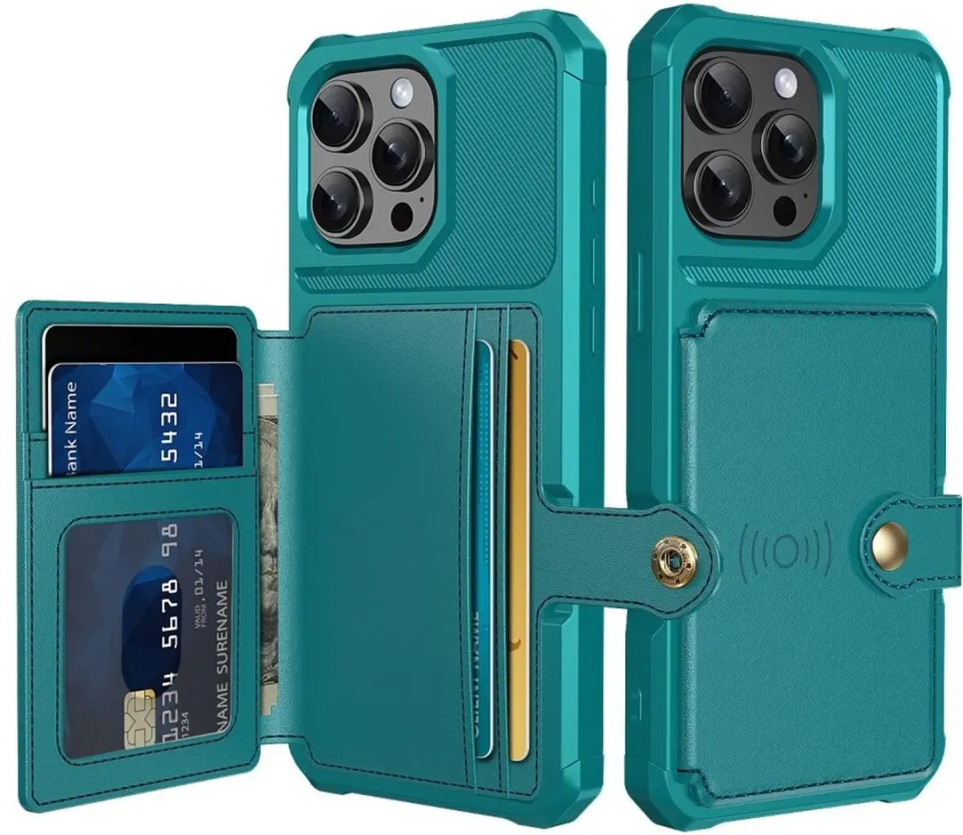 Selected Portemonnee Hoesje iPhone 16 Pro - Groen - 4 Pasjes