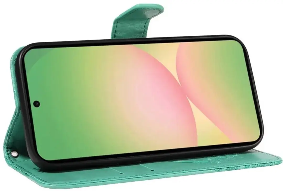 Selected Hoesje Samsung Galaxy A57 Wallet Vlinder Kunstleer Groen - 2 Pasjes - afbeelding 6 van 6