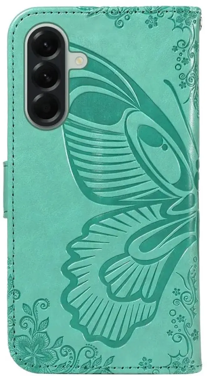 Selected Hoesje Samsung Galaxy A57 Wallet Vlinder Kunstleer Groen - 2 Pasjes