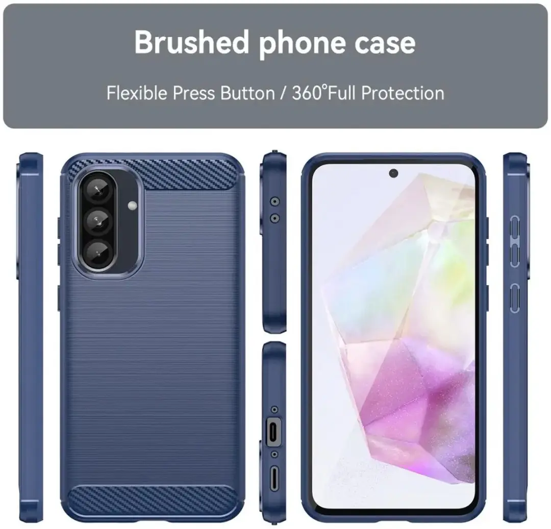 Selected Geborsteld TPU Hoesje Samsung Galaxy A36 - Blauw - afbeelding 6 van 6