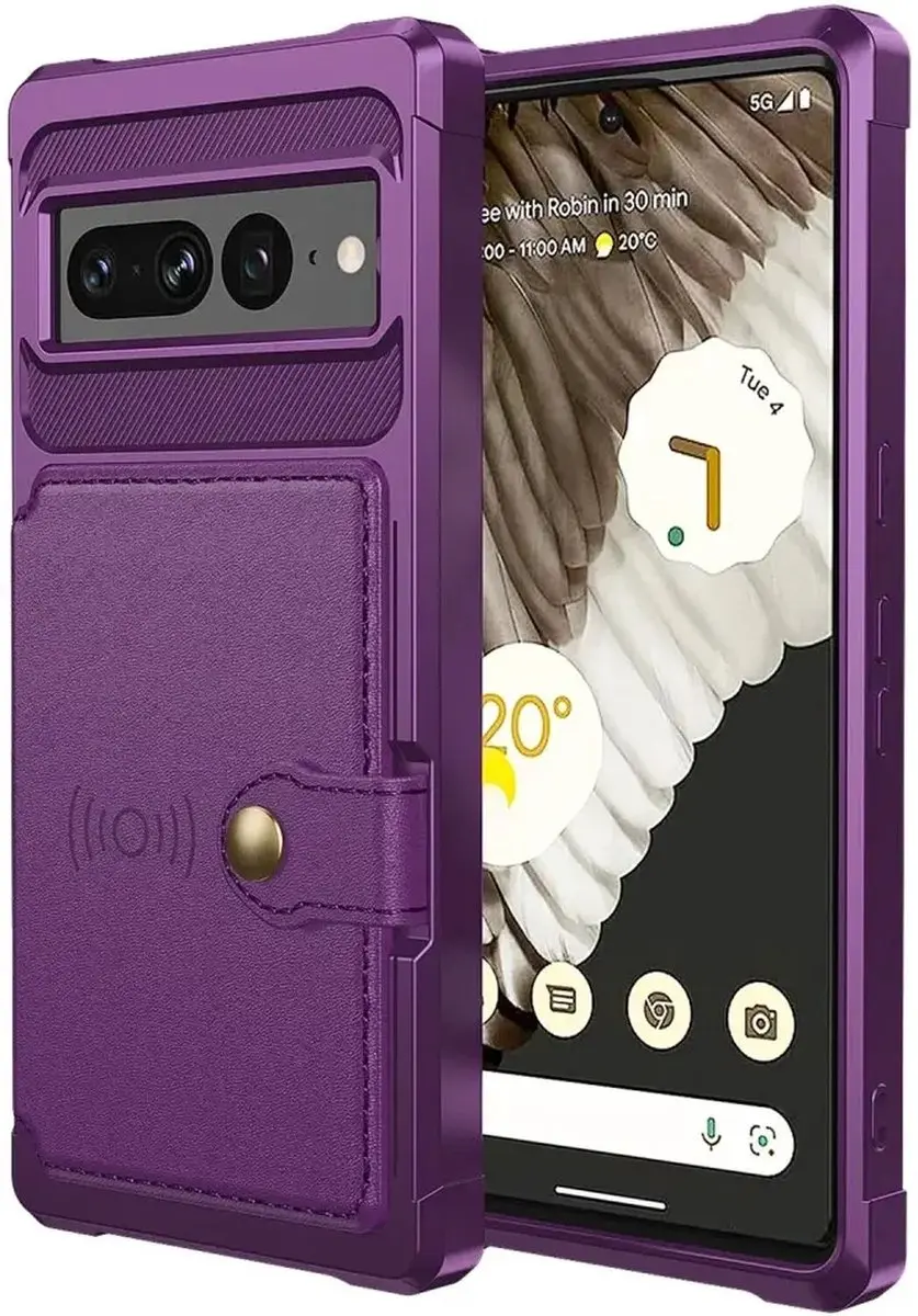 Selected Portemonnee Hoesje Google Pixel 7 Pro - 4 Pasjes - Paars - afbeelding 6 van 6