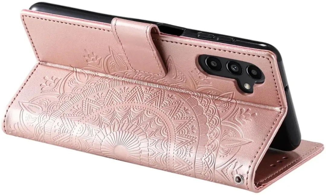 Selected Hoesje Mandala Book Case Samsung Galaxy A55 - Roze/Goud - 3 Pasjes