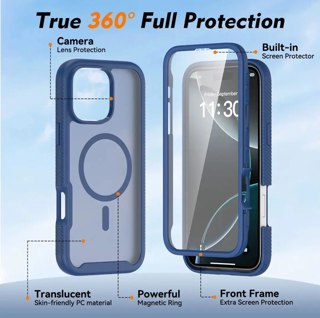 Selected by GSMpunt.nl iPhone 16 Pro Max Hoesje Matte Blauw - Full Protect