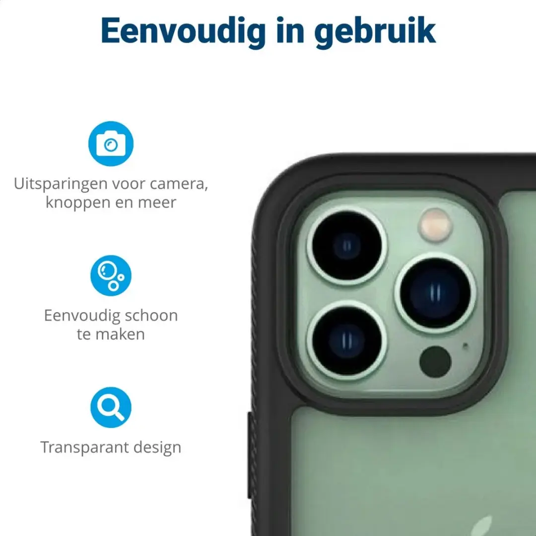 Selected iPhone 14 Pro Max Hoesje met Ingebouwde Screenprotector - Zwart/Transparant - afbeelding 6 van 6