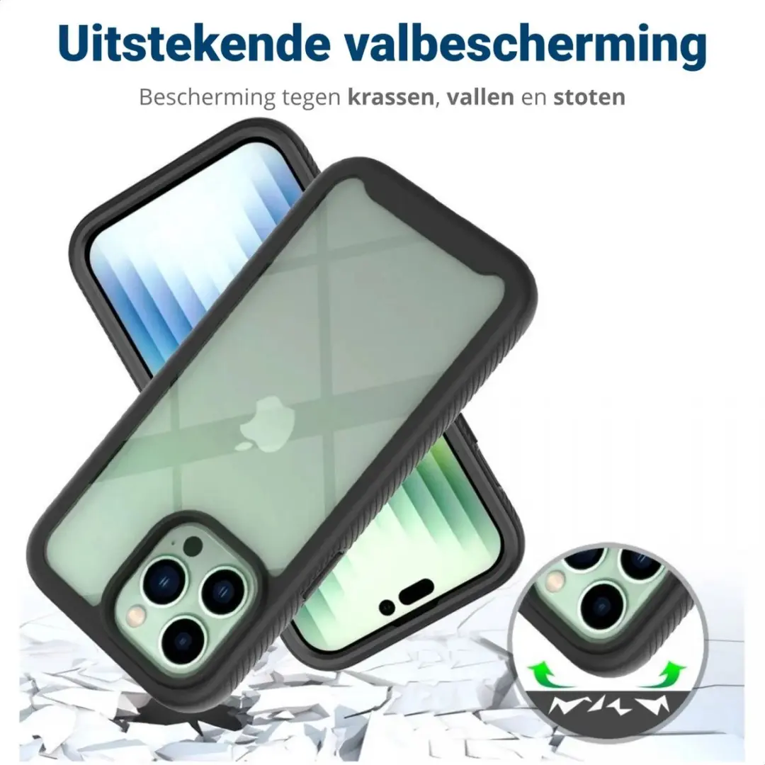 Selected iPhone 14 Pro Max Hoesje met Ingebouwde Screenprotector - Zwart/Transparant
