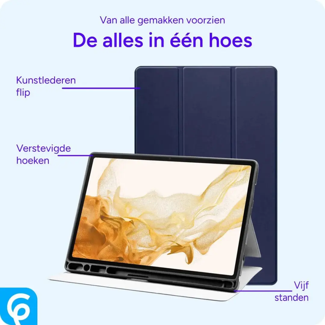 Selected Tablethoes Samsung Galaxy Tab S7+/S8+ - Blauw Tri-Fold