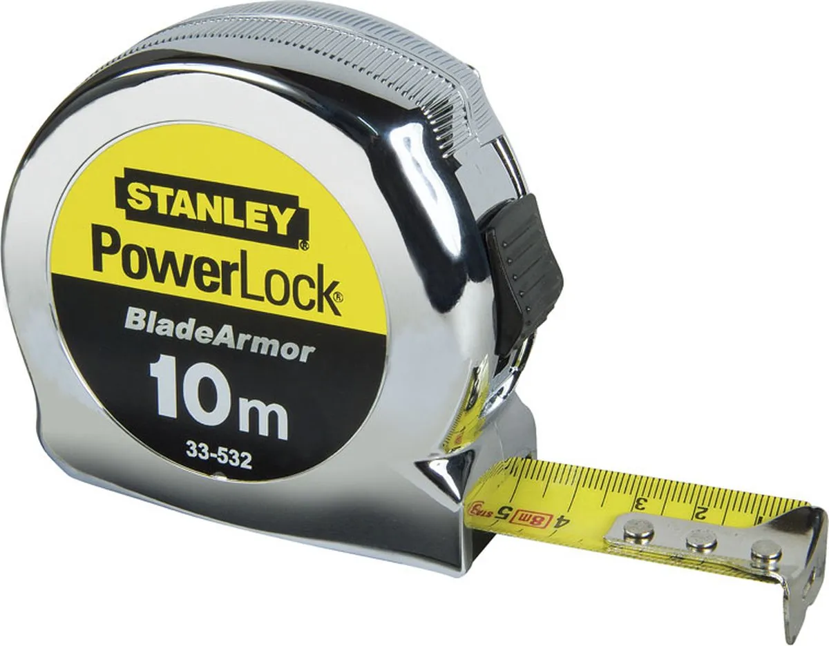 Stanley Rolbandmaat Powerlock Blade Armor 10m - Geel