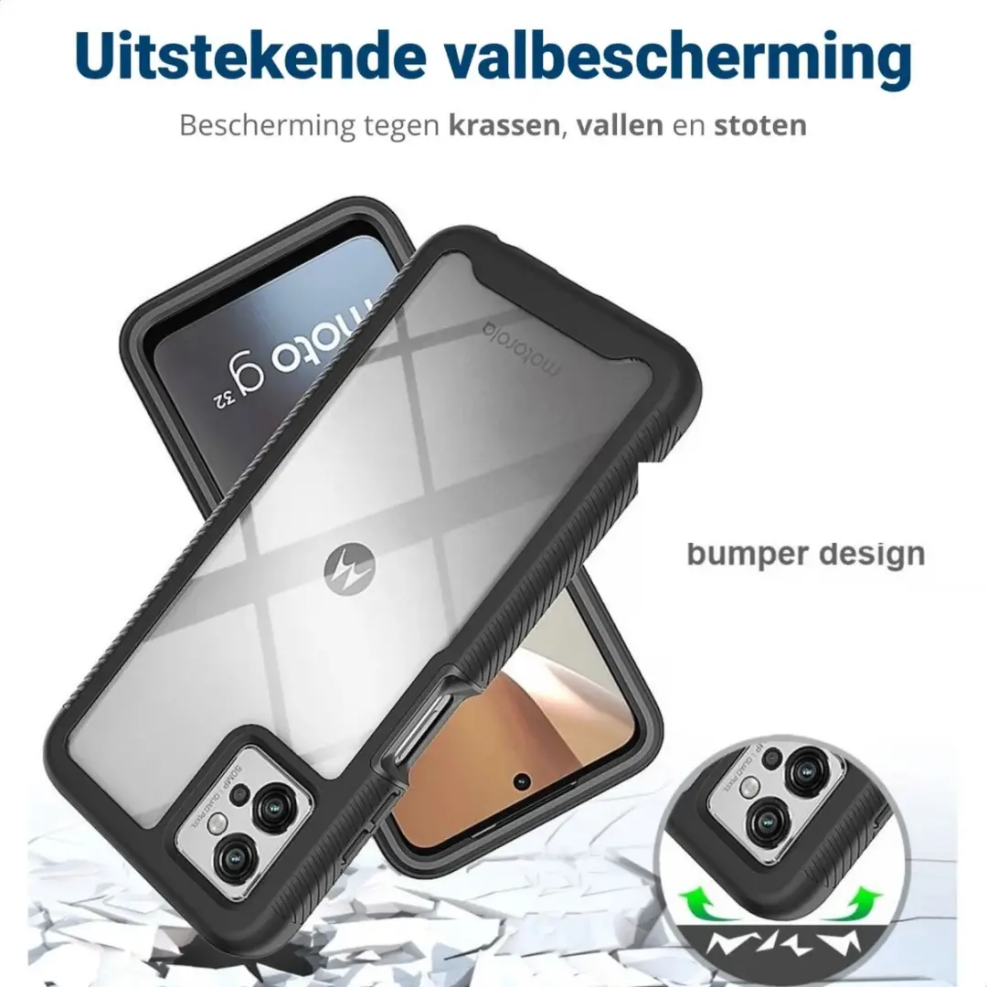 Motorola Moto G32 Hoesje - Full Protect - Zwart/Transparant