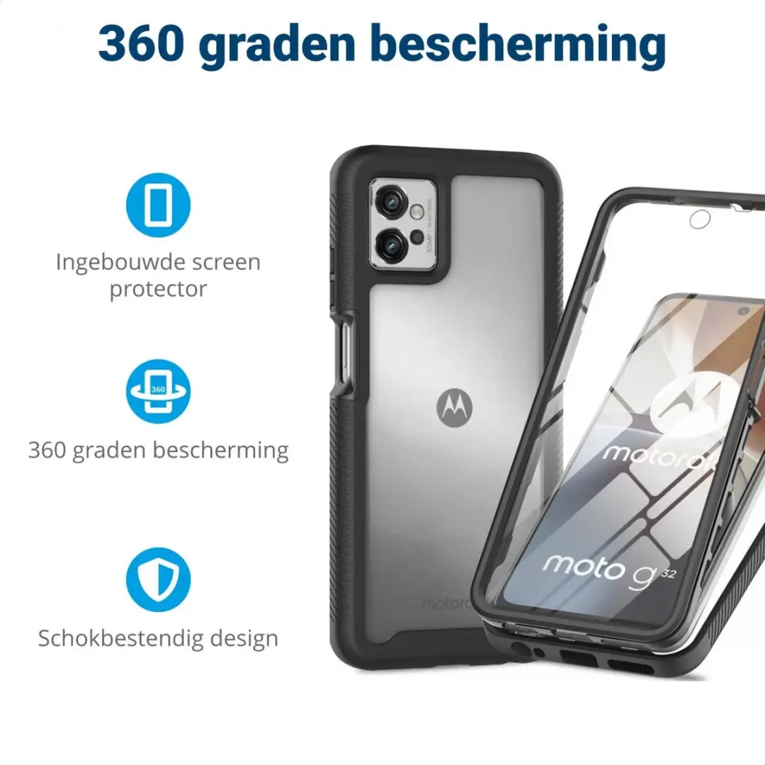 Motorola Moto G32 Hoesje - Full Protect - Zwart/Transparant - afbeelding 6 van 6