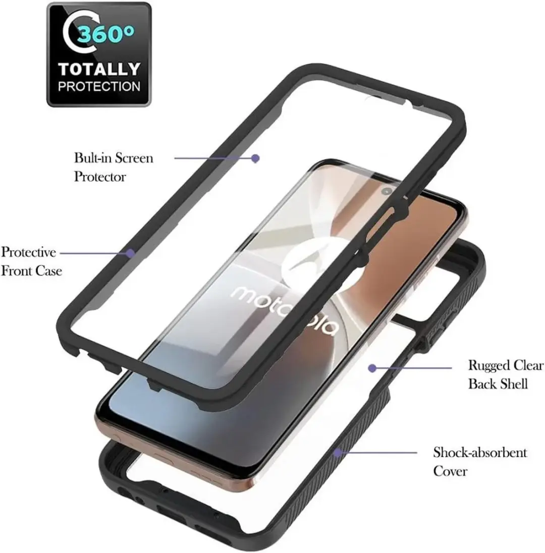 Motorola Moto G32 Hoesje - Full Protect - Zwart/Transparant