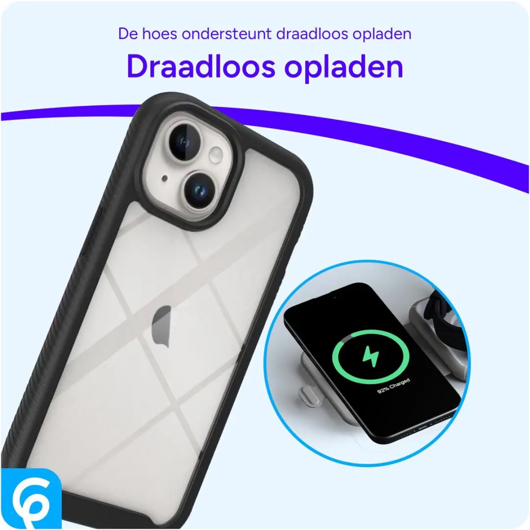 Selected by GSMpunt.nl iPhone 15 Hoesje met Ingebouwde Screenprotector - Zwart