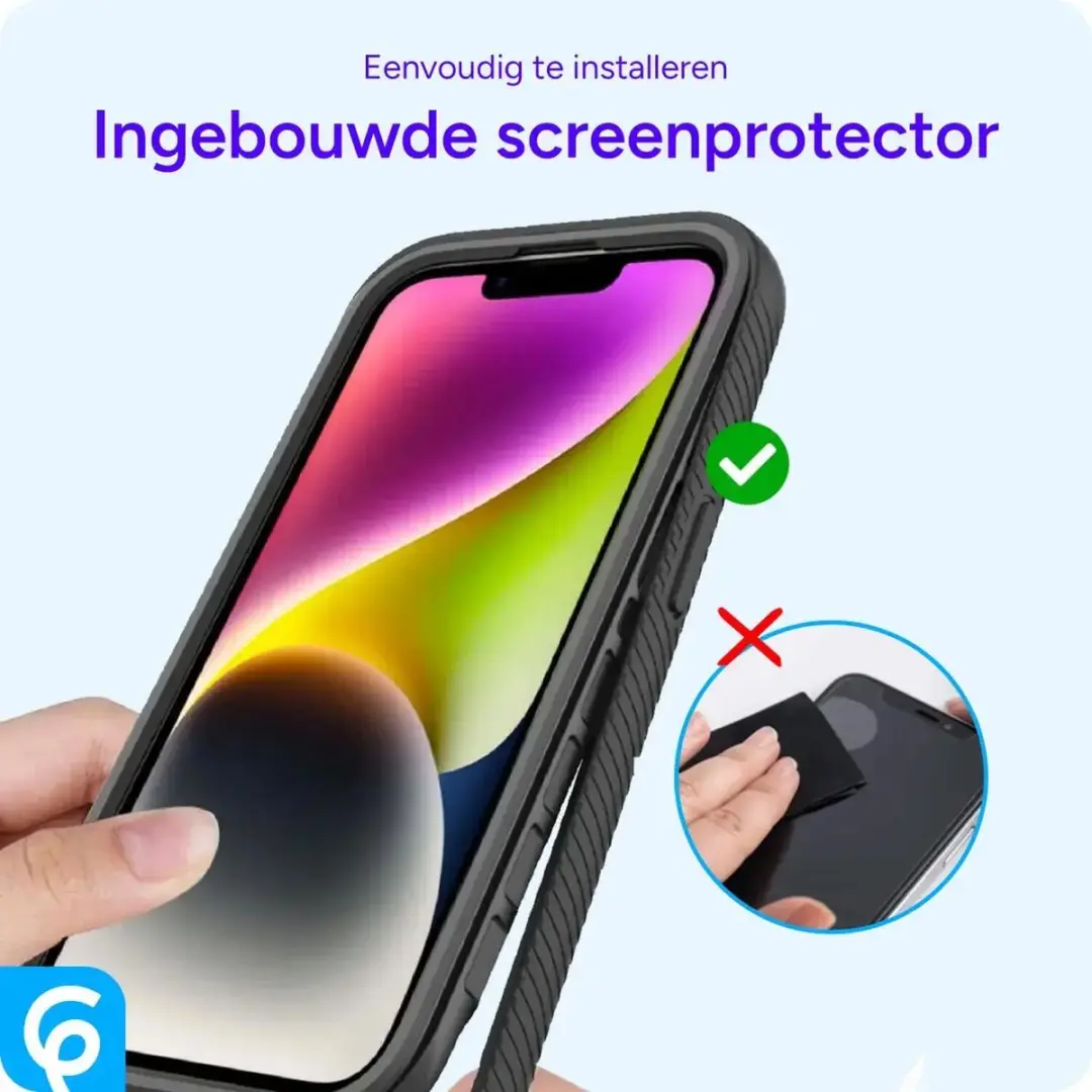 Selected by GSMpunt.nl iPhone 15 Hoesje met Ingebouwde Screenprotector - Zwart