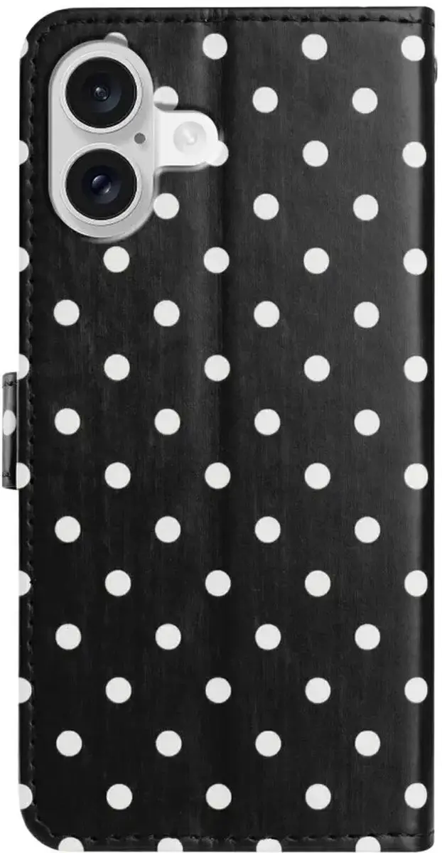 Selected iPhone 17 Polka Dot Wallet Book Hoesje - 3 Pasjes - Zwart - afbeelding 6 van 6