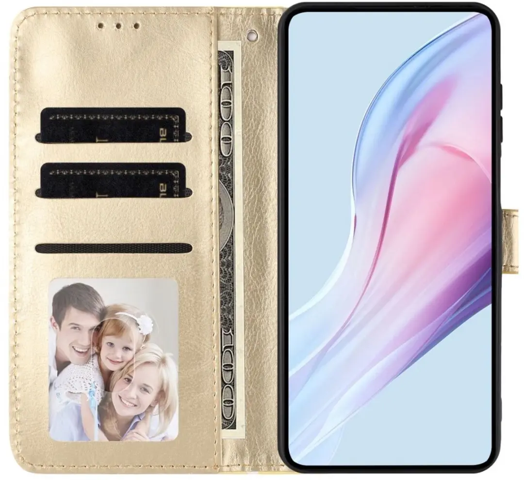 Selected Hoesje iPhone 16 Polka Dot Wallet Book Case - Geel