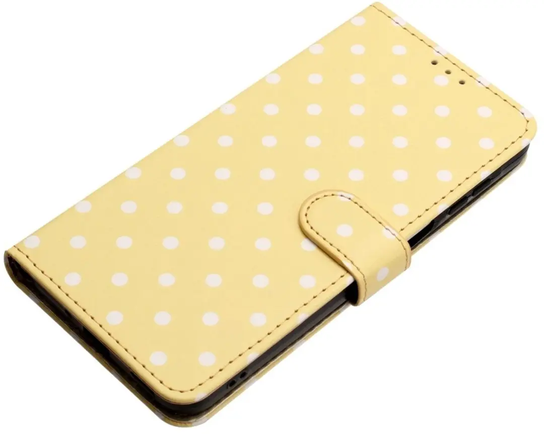 Selected Hoesje iPhone 16 Polka Dot Wallet Book Case - Geel