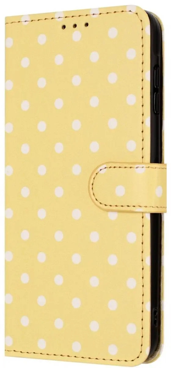 Selected Hoesje iPhone 16 Polka Dot Wallet Book Case - Geel