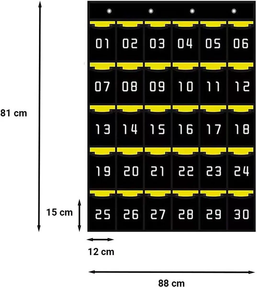 Selected Universele Telefoontas met Cijfers - 30 Vakken - Zwart