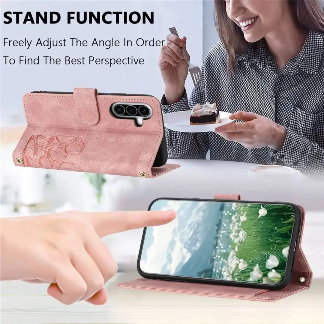 Selected Hoesje Samsung Galaxy A57 Portemonnee Tulpen Book Case Roze