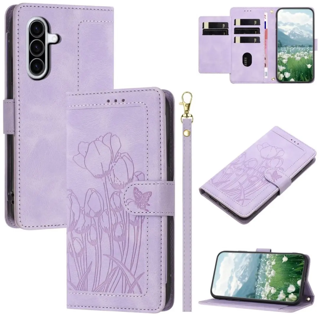 Selected Hoesje Samsung Galaxy A36 Tulpen Book Case - Paars