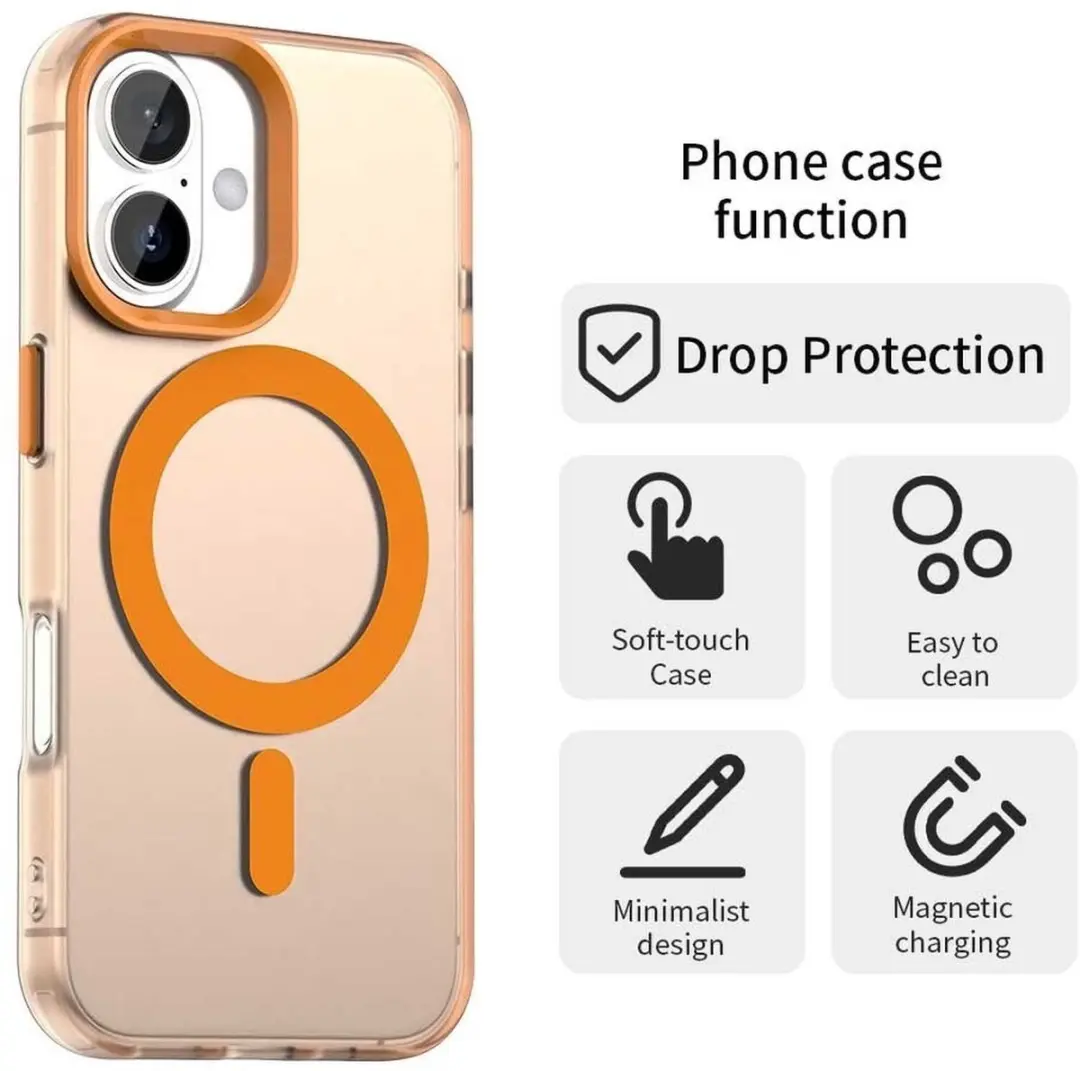 Selected MagSafe Backcover iPhone 16 Plus - Oranje & Transparant - afbeelding 6 van 6