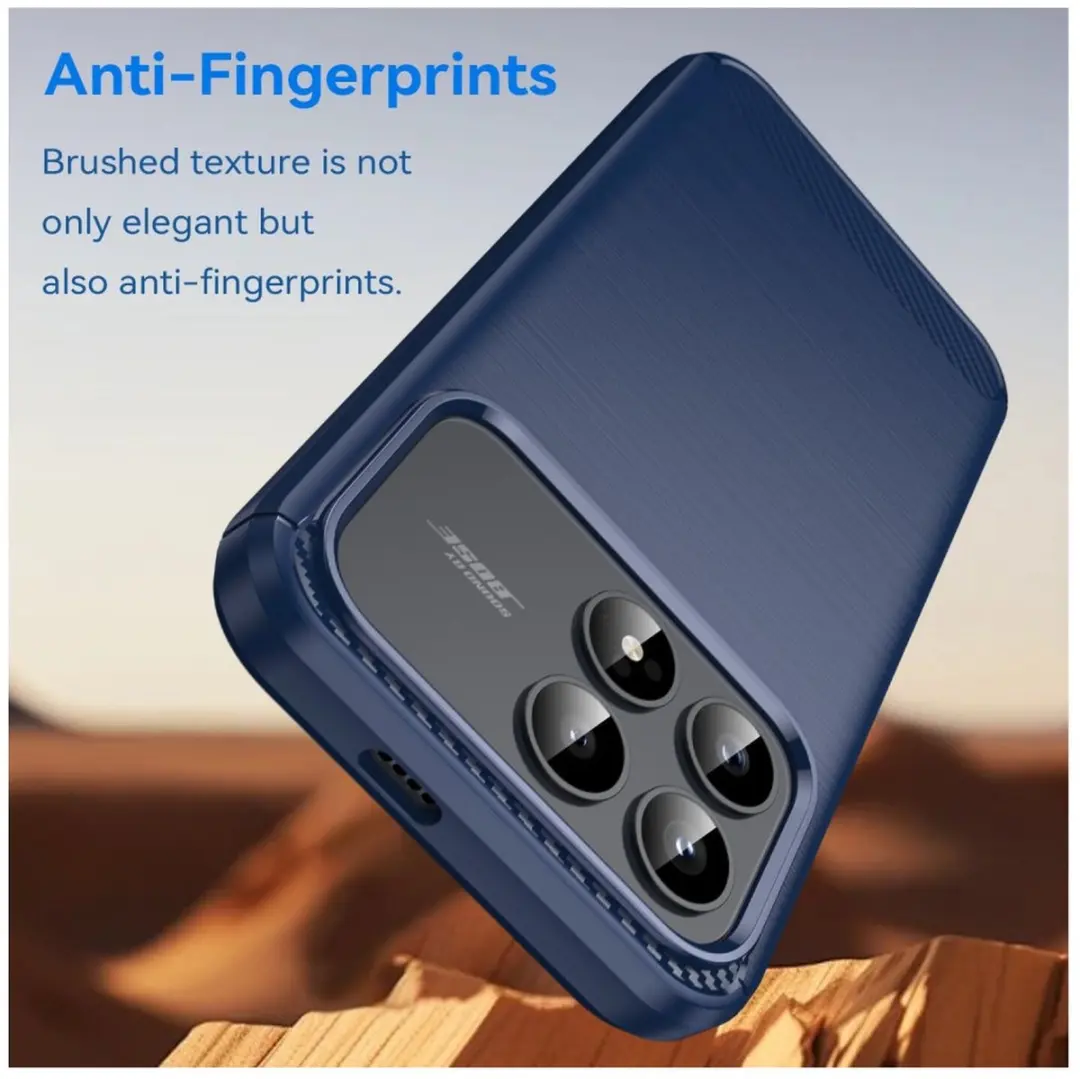 Selected Geborsteld TPU Hoesje Xiaomi Poco F8 Pro - Blauw