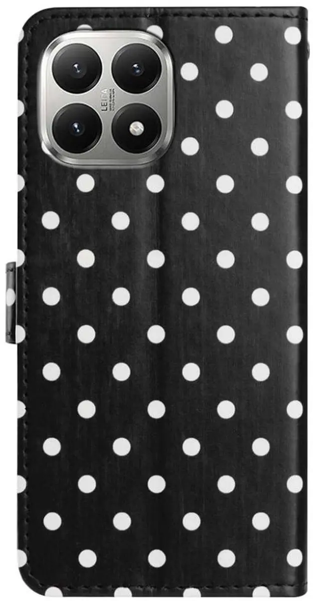Selected Xiaomi 15T Polka Dot Wallet Hoesje - 3 Pasjes - Zwart