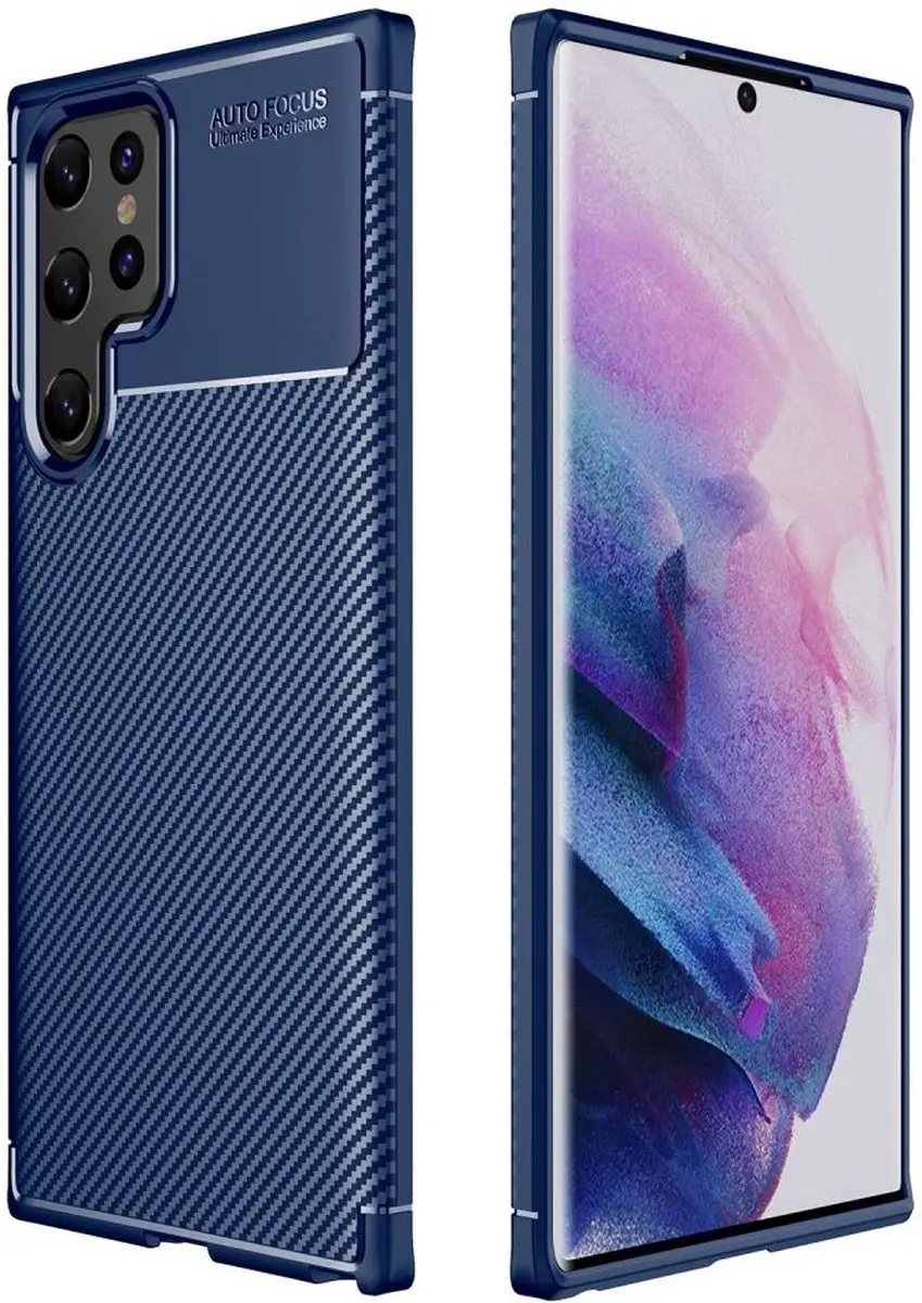 Selected by GSMpunt.nl Hoesje Samsung Galaxy S22 Ultra - Blauw Carbon