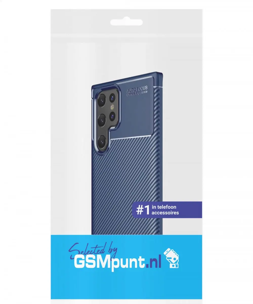 Selected by GSMpunt.nl Hoesje Samsung Galaxy S22 Ultra - Blauw Carbon