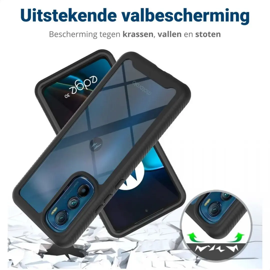 Motorola Edge 30 Hoesje - Full Protect - Zwart/Transparant