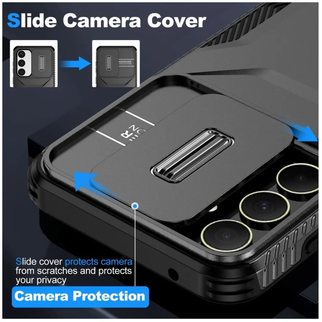 Selected Hoesje Samsung Galaxy A35 Back Cover - Camera Slider - Zwart