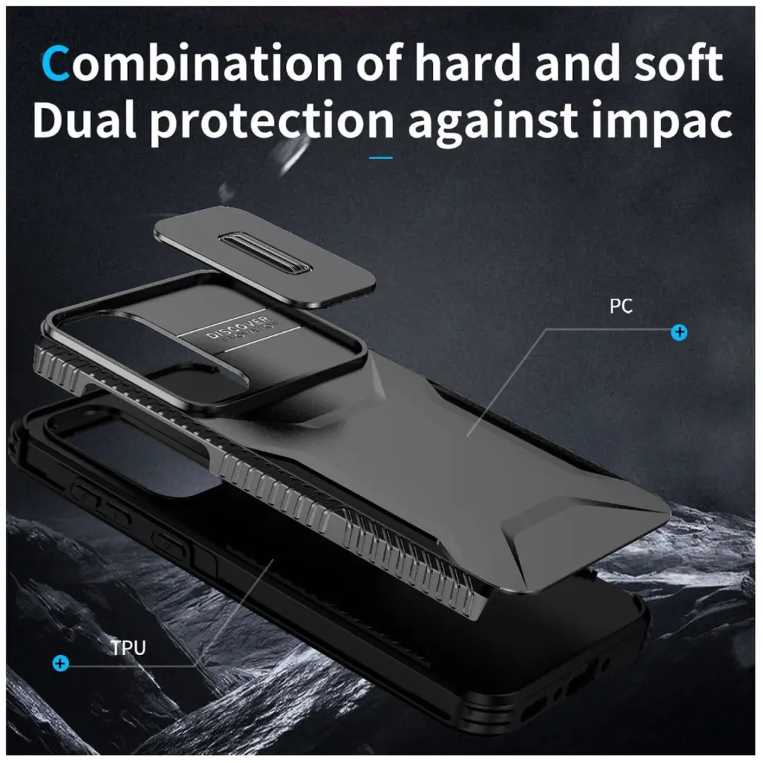 Selected Hoesje Samsung Galaxy A35 Back Cover - Camera Slider - Zwart