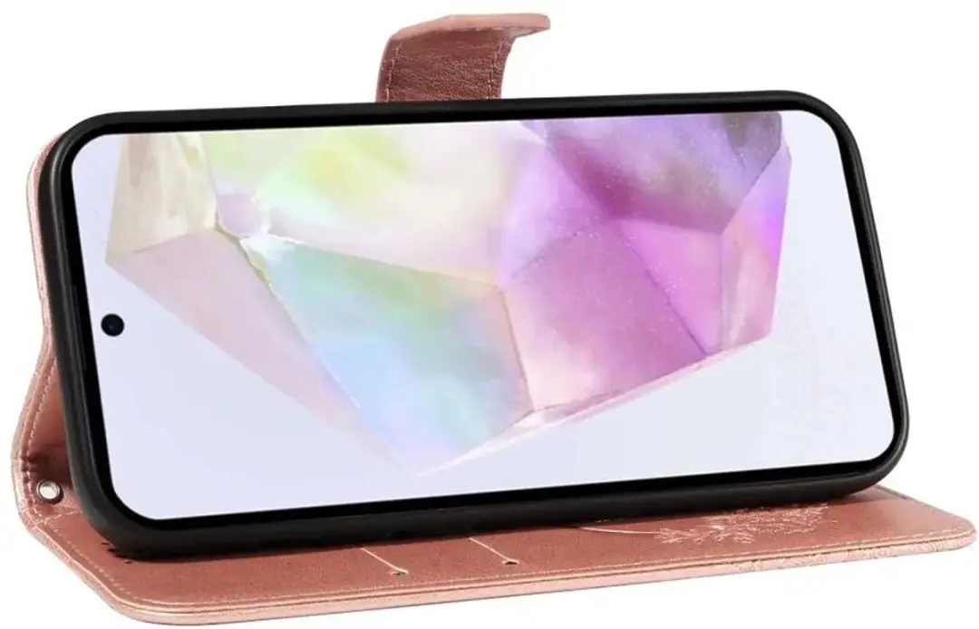 Selected Hoesje Samsung Galaxy A56 Wallet Vlinder Kunstleer - Roze Goud - afbeelding 6 van 6
