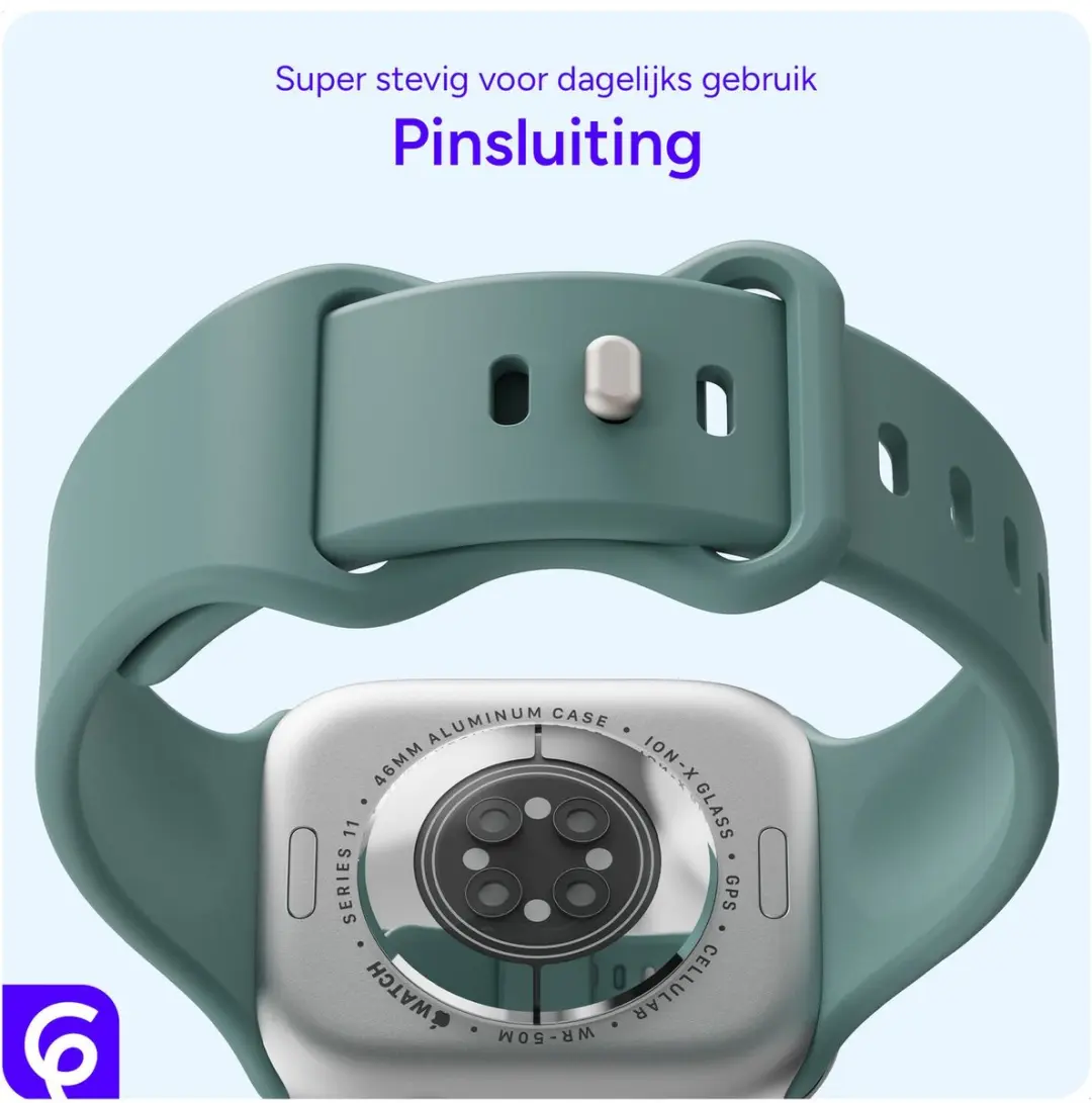 Selected SBG Siliconen Horlogeband Apple Watch 11 46mm - Cactus Groen