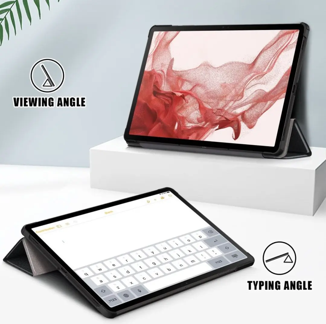 Samsung Galaxy Tab S9 Book Case Hoes - Tri-fold Kunstleder Zwart