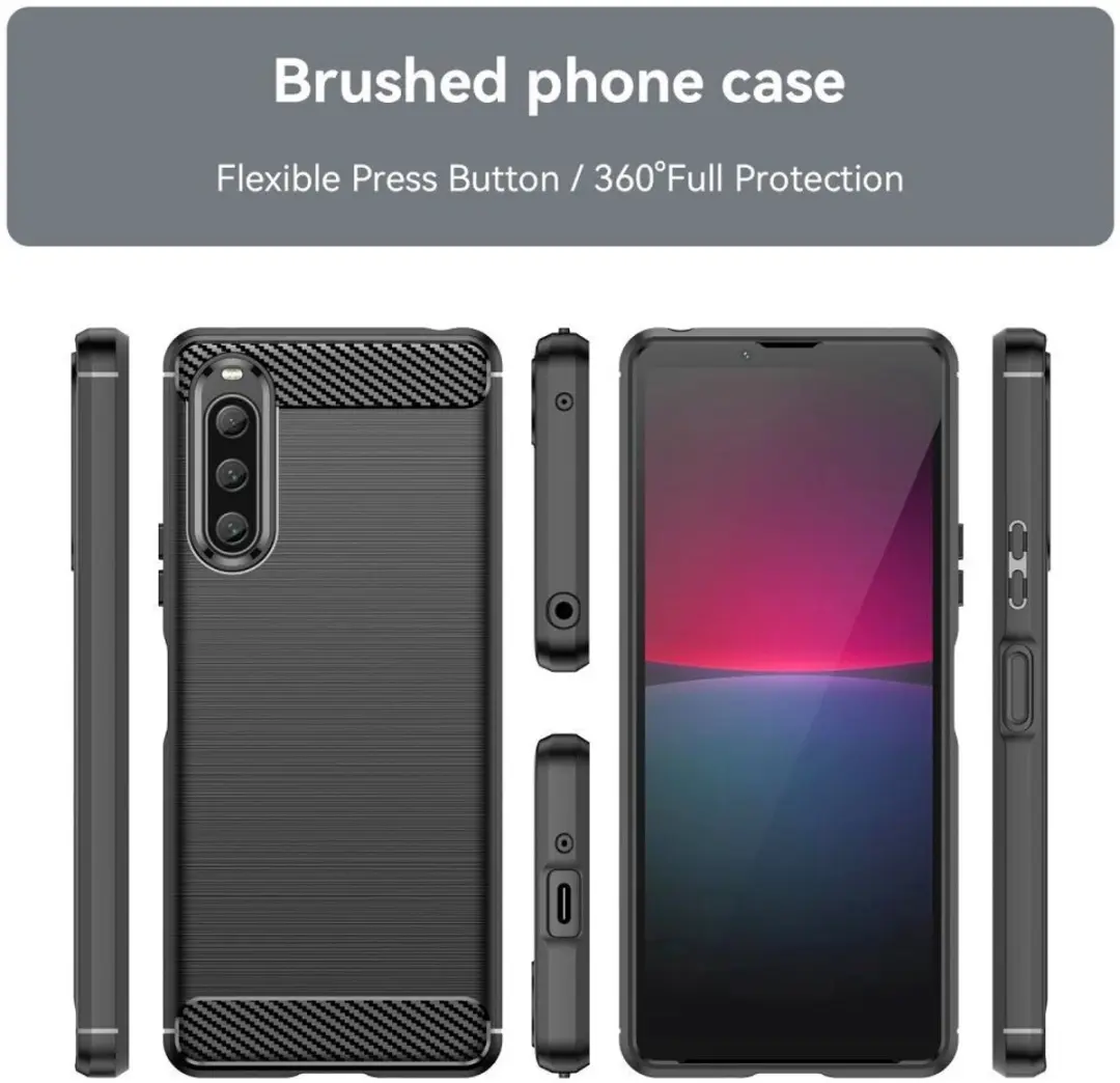 Selected Geborsteld TPU Hoesje Sony Xperia 10 V - Zwart