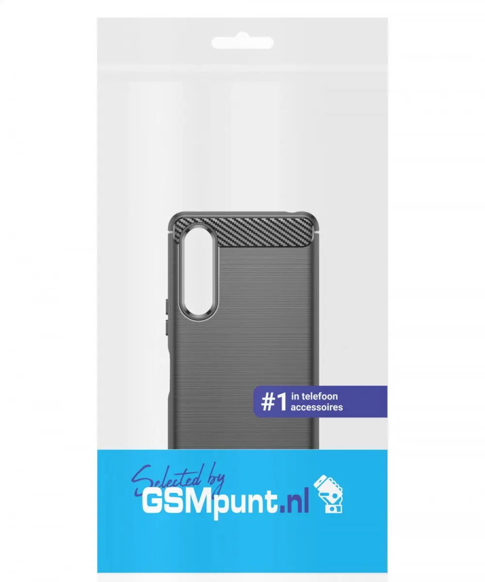 Selected Geborsteld TPU Hoesje Sony Xperia 10 V - Zwart