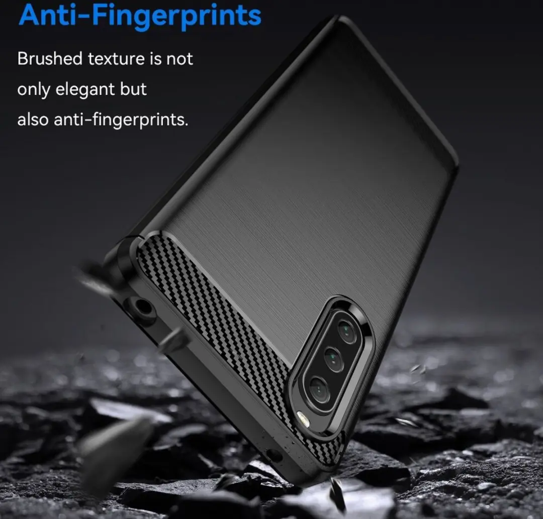 Selected Geborsteld TPU Hoesje Sony Xperia 10 V - Zwart - afbeelding 6 van 6
