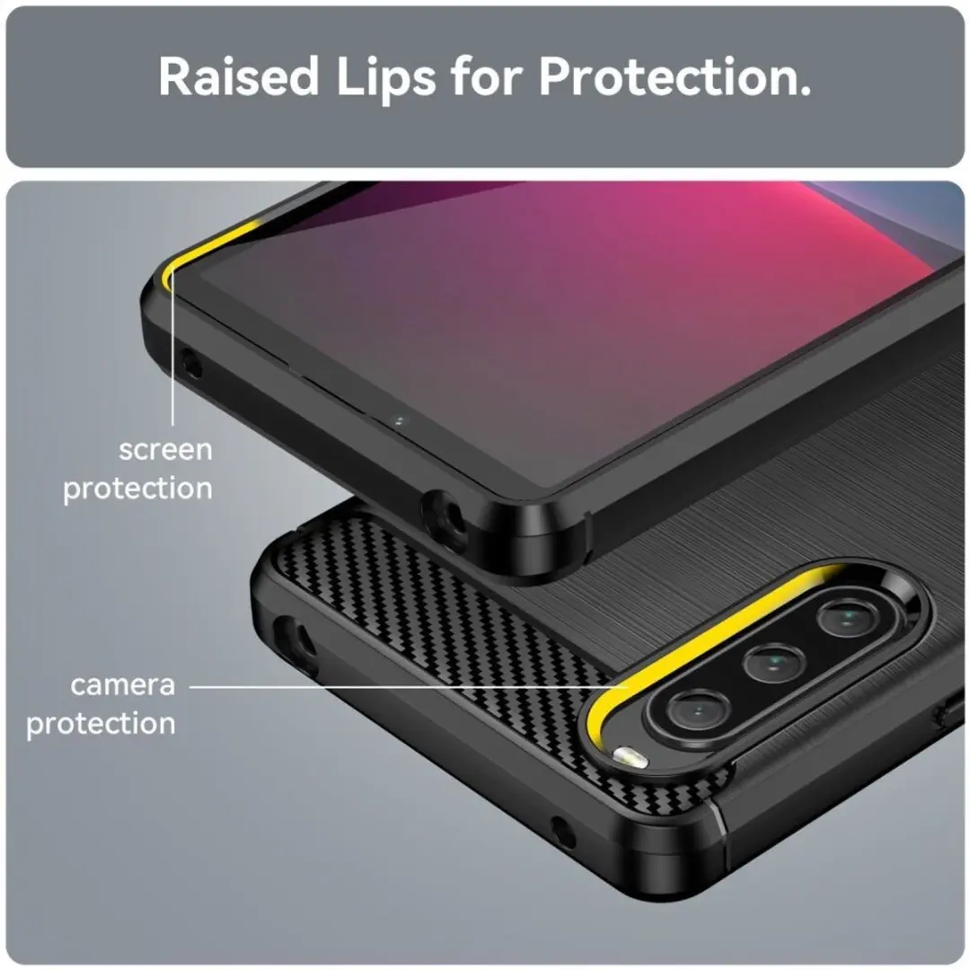 Selected Geborsteld TPU Hoesje Sony Xperia 10 V - Zwart