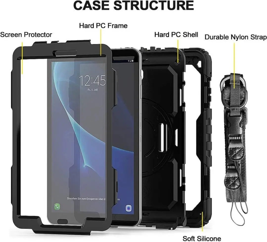 Selected Hoes Samsung Galaxy Tab A 10.1 (2016) - Zwart - met Screenprotector