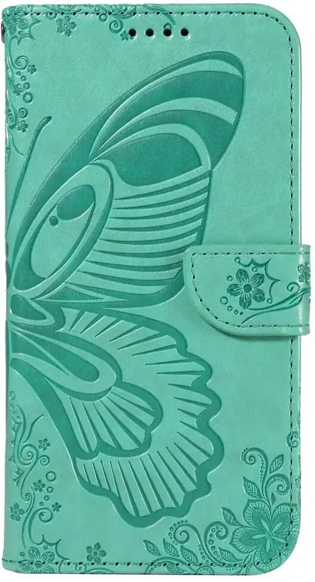 Selected Hoesje Samsung Galaxy S24 FE Wallet Vlinder Kunstleer Groen