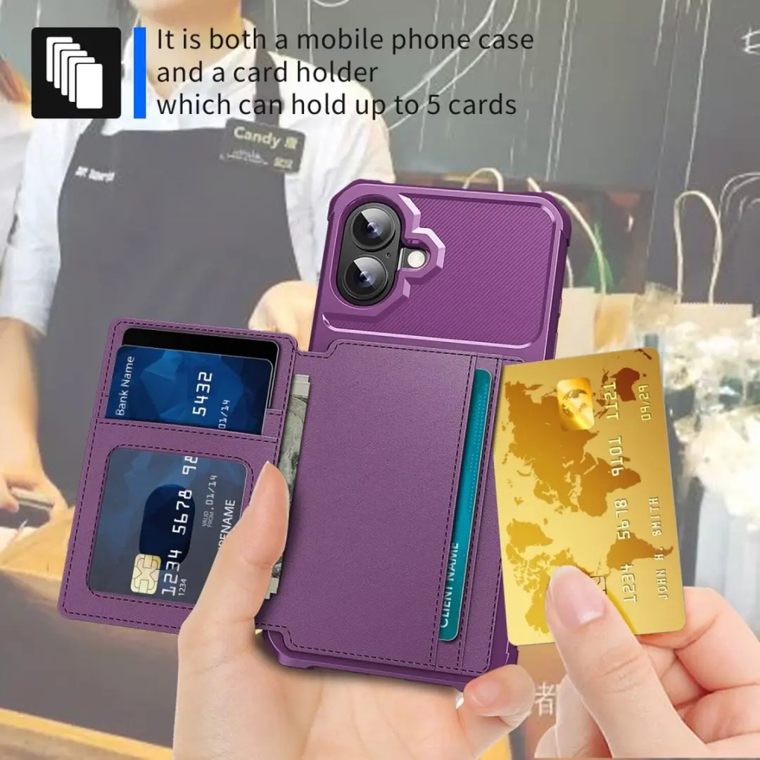 Selected Portemonnee Hoesje iPhone 16 Plus - 4 Pasjes - Paars - afbeelding 6 van 6