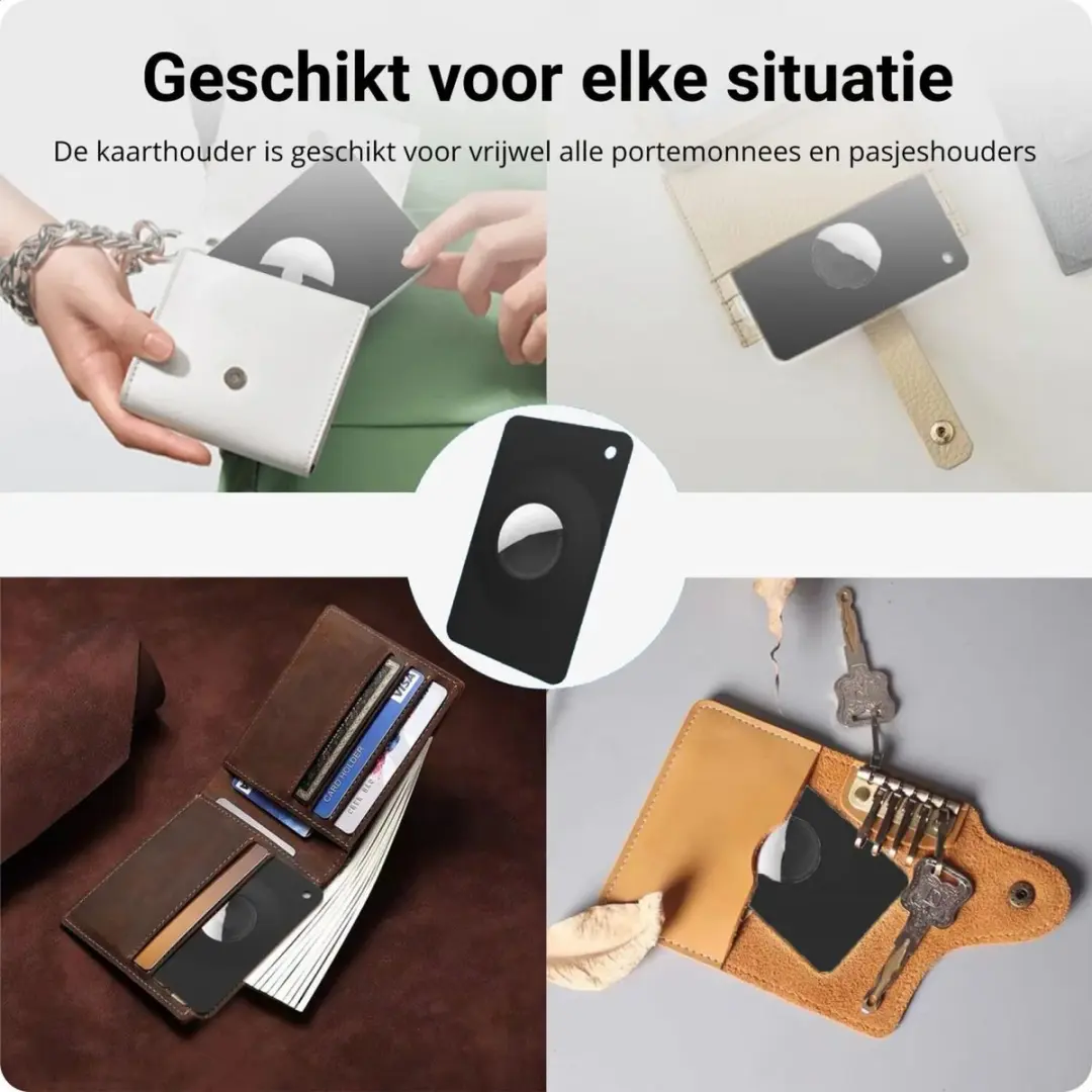 Selected AirTag Dunne Wallet Hoesje - Zwart